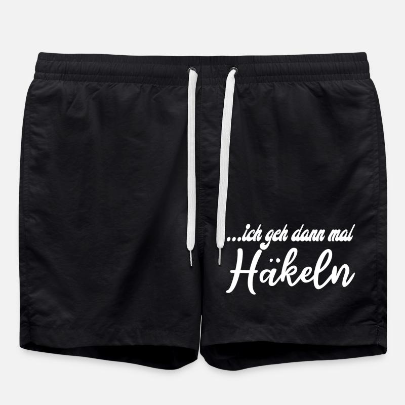 Lebendige Häkeldesign Illustration - Badeshorts - Schwarz
