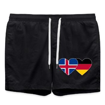 Island Deutschland Flagge Herz - Badeshorts - Schwarz - Vorne - AI Model Male 185 light (185cm)