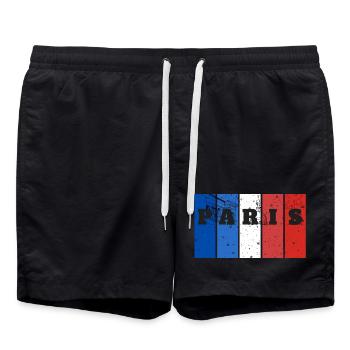 Paris Stripes Splash - Badeshorts - Schwarz - Vorne - AI Model Male 185 light (185cm)