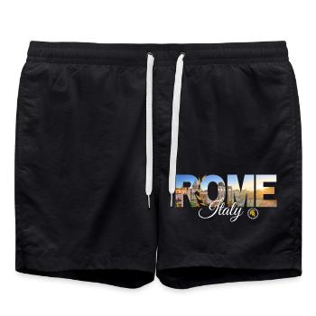 Rom, Italien, Skyline-Sonnenstrahl-Kunstwerke - Badeshorts - Schwarz - Vorne - AI Model Male 185 light (185cm)