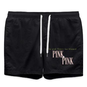 Pink Bloom Floral Typography - Swim Trunks - black - Front - AI Model Male 185 light (185cm)