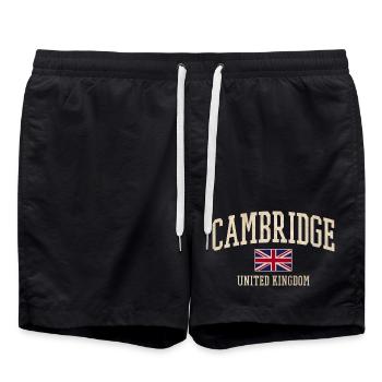 Bannière du drapeau vintage de Cambridge UK - Short de bain - noir - Devant - AI Model Male 185 light (185cm)