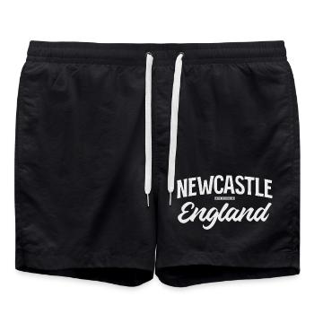 Newcastle England Lettering Vintage - Swim Trunks - black - Front - AI Model Male 185 light (185cm)