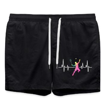 Badminton heartbeat colorful - Swim Trunks - black - Front - AI Model Male 185 light (185cm)