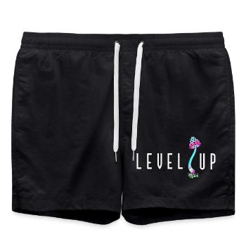 LEVEL UP Mushroom - Swim Trunks - black - Front - AI Model Male 185 light (185cm)