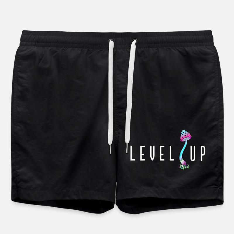 LEVEL UP Mushroom - Swim Trunks - black