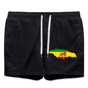 Lion of Judah Jamaica Rasta Flag Map of Jamaica - Badeshorts - Schwarz - Vorne - AI Model Male 185 light (185cm)