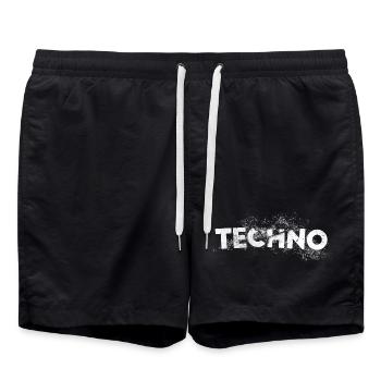 Musique techno art design pour raver, festival EDM - Short de bain - noir - Devant - AI Model Male 185 light (185cm)