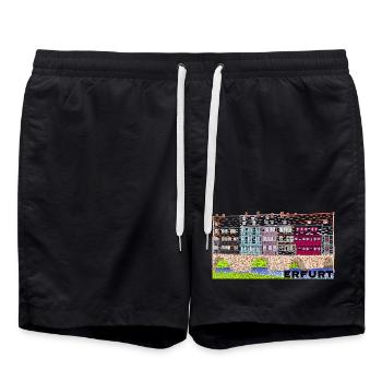 Erfurt, Historische Krämerbrücke - Badeshorts - Schwarz - Vorne - AI Model Male 185 light (185cm)
