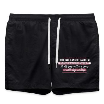 Gasoline Box Bank Satire - Swim Trunks - black - Front - AI Model Male 185 light (185cm)