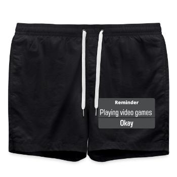 Playing video games - Swim Trunks - black - Front - AI Model Male 185 light (185cm)