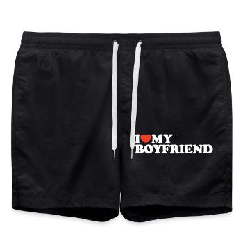 J’aime ma chemise coeur de petit ami - Short de bain - noir - Devant - AI Model Male 185 light (185cm)