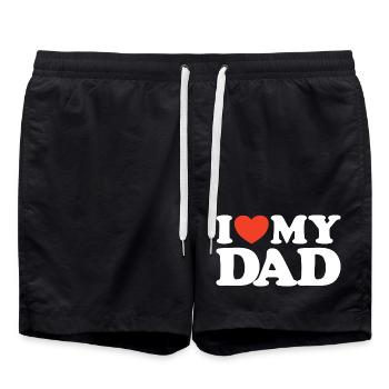 I love my Dad Heart Shirt - Swim Trunks - black - Front - AI Model Male 185 light (185cm)
