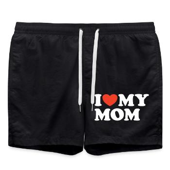 I love my Mom Herz Shirt - Badeshorts - Schwarz - Vorne - AI Model Male 185 light (185cm)