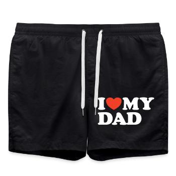 I love my Dad Heart Shirt - Swim Trunks - black - Front - AI Model Male 185 light (185cm)