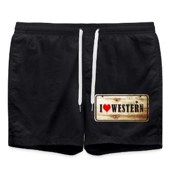 Ich liebe Western Vintage Schild - Badeshorts - Schwarz - Vorne - AI Model Male 185 light (185cm)
