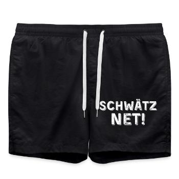Schwätz net hell - Badeshorts - Schwarz - Vorne - AI Model Male 185 light (185cm)