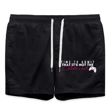 Controller's Fault Gamer Meme Tee - Swim Trunks - black - Front - AI Model Male 185 light (185cm)