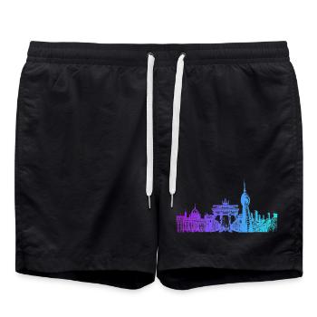 Berlin Stadt Skyline - Badeshorts - Schwarz - Vorne - AI Model Male 185 light (185cm)