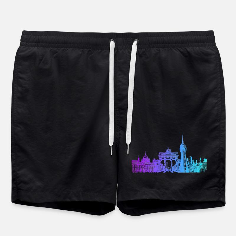 Berlin Stadt Skyline - Badeshorts - Schwarz