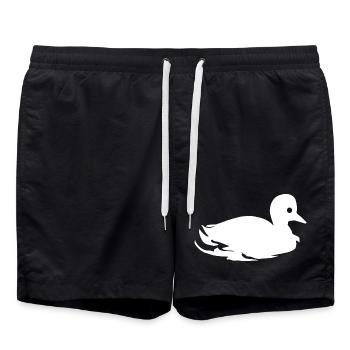 Stockente, Entensilhouette im Wasser - Badeshorts - Schwarz - Vorne - AI Model Male 185 light (185cm)