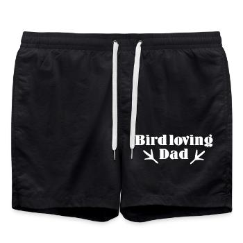 vogelspuren, tiersprüche für männer, Bird loving d - Badeshorts - Schwarz - Vorne - AI Model Male 185 light (185cm)