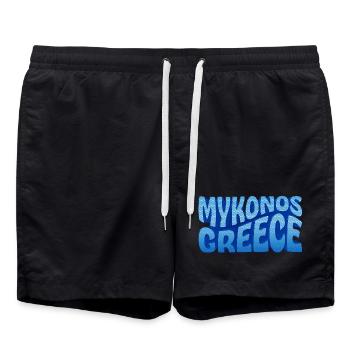 Mykonos Grèce Design à Points Bleus - Short de bain - noir - Devant - AI Model Male 185 light (185cm)