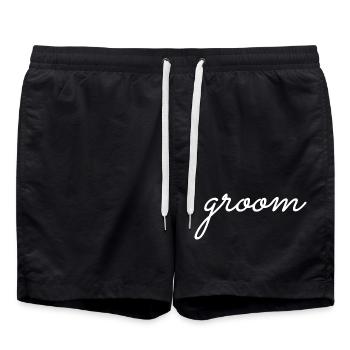 Groom Cool Matching Couple Wedding Party Mariage - Short de bain - noir - Devant - AI Model Male 185 light (185cm)