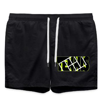 TENNIS-Neon-Raster-Overlay - Badeshorts - Schwarz - Vorne - AI Model Male 185 light (185cm)