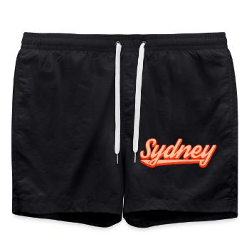 Sydney Retro Script Logo - Badeshorts - Schwarz - Vorne - AI Model Male 185 light (185cm)