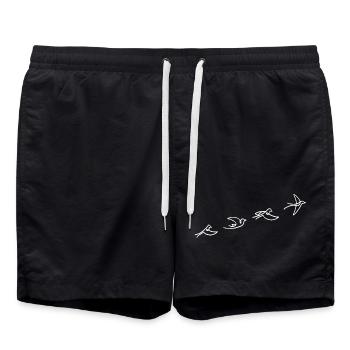 The flight of the white bird - Swim Trunks - black - Front - AI Model Male 185 light (185cm)