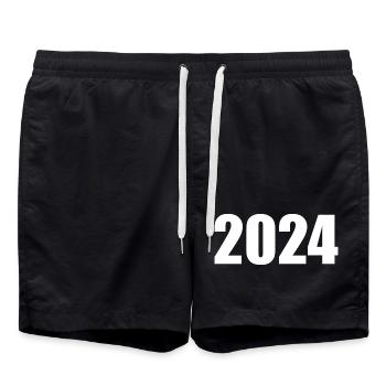 2024 blanc Réveillon du Nouvel An noir - Short de bain - noir - Devant - AI Model Male 185 light (185cm)