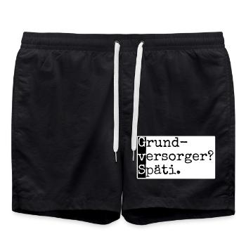 Grundversorger? Späti. GvS Berlin mit Humor lustig - Badeshorts - Schwarz - Vorne - AI Model Male 185 light (185cm)