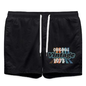original Vintage 1973 Überraschungsparty bday - Badeshorts - Schwarz - Vorne - AI Model Male 185 light (185cm)
