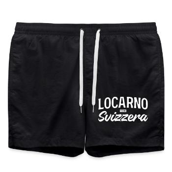 Locarno Switzerland lettering - Swim Trunks - black - Front - AI Model Male 185 light (185cm)
