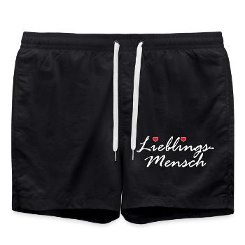LIEBLINGSMENSCH LIEBE HERZ VALENTINSTAG GESCHENK - Badeshorts - Schwarz - Vorne - AI Model Male 185 light (185cm)