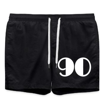 90. 90 YEARS. 90th ANNIVERSARY. 90 YEARS ANNIVERSARY. - Swim Trunks - black - Front - AI Model Male 185 light (185cm)