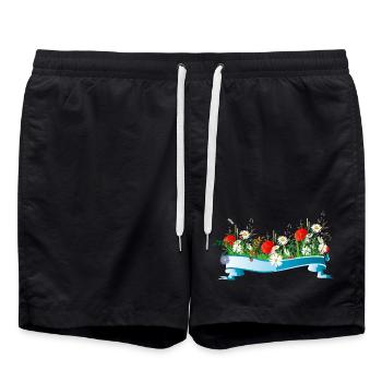 colorful spring meadow with flowers and insects - Swim Trunks - black - Front - AI Model Male 185 light (185cm)