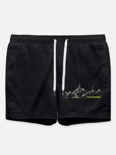 Fichtelgebirge Zeichnung mit Kösseine Schneeberg - Badeshorts - Schwarz
