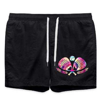 Cravate de tennis de padel teinte - Short de bain - noir - Devant - AI Model Male 185 light (185cm)