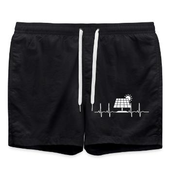 EKG Solarenergie PV Strom Herzlinie erneuerbar - Badeshorts - Schwarz - Vorne - AI Model Male 185 light (185cm)