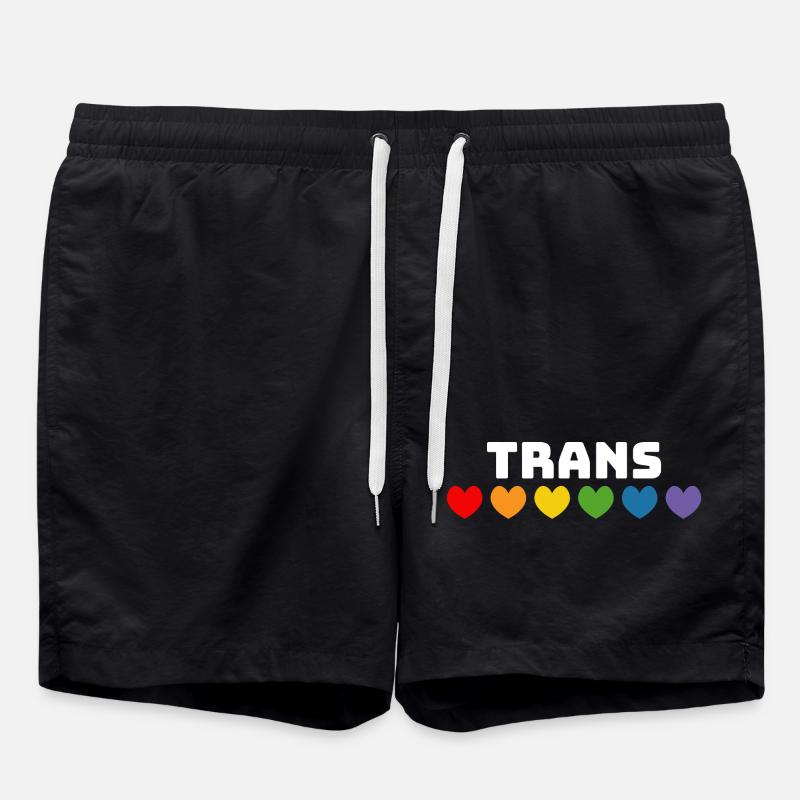 Cœur arc-en-ciel trans blanc - Short de bain - noir