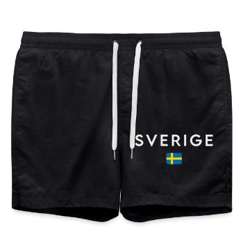 Flagge von Schweden, schwedischer Stolz - Badeshorts - Schwarz - Vorne - AI Model Male 185 light (185cm)
