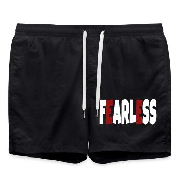 Fearless - simple text - Swim Trunks - black - Front - AI Model Male 185 light (185cm)