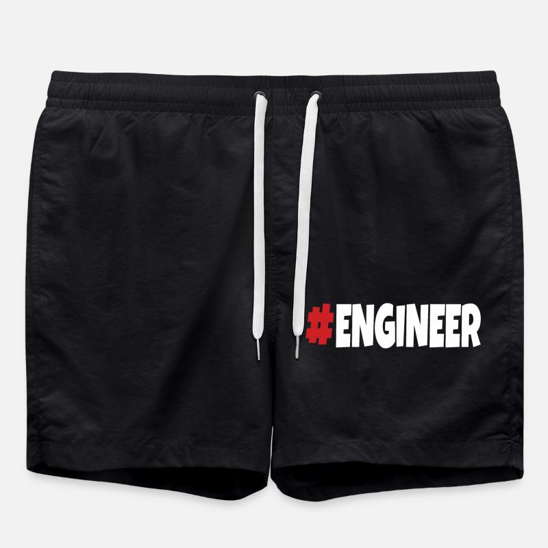 #engineer Rouge & Blanc - Short de bain - noir