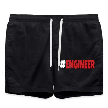 #engineer blanc et rouge - Short de bain - noir - Devant - AI Model Male 185 light (185cm)