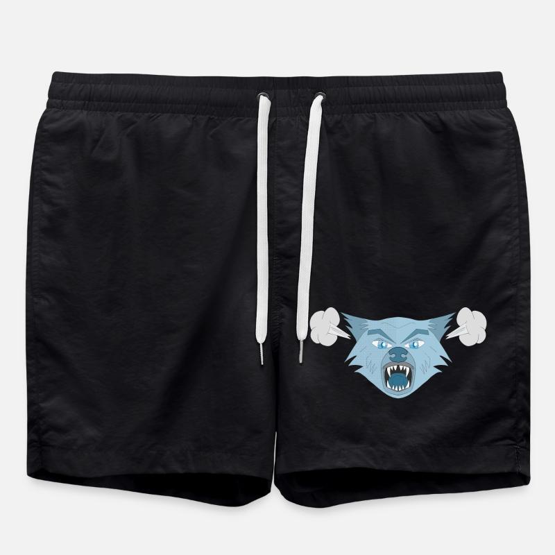 Wütender Wolf - Badeshorts - Schwarz