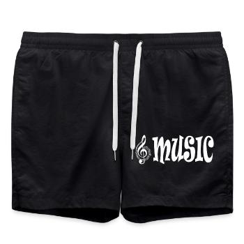 Musique - Style typographique classique rétro - Short de bain - noir - Devant - AI Model Male 185 light (185cm)