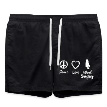 Peace Love Wind Surfing - Swim Trunks - black - Front - AI Model Male 185 light (185cm)