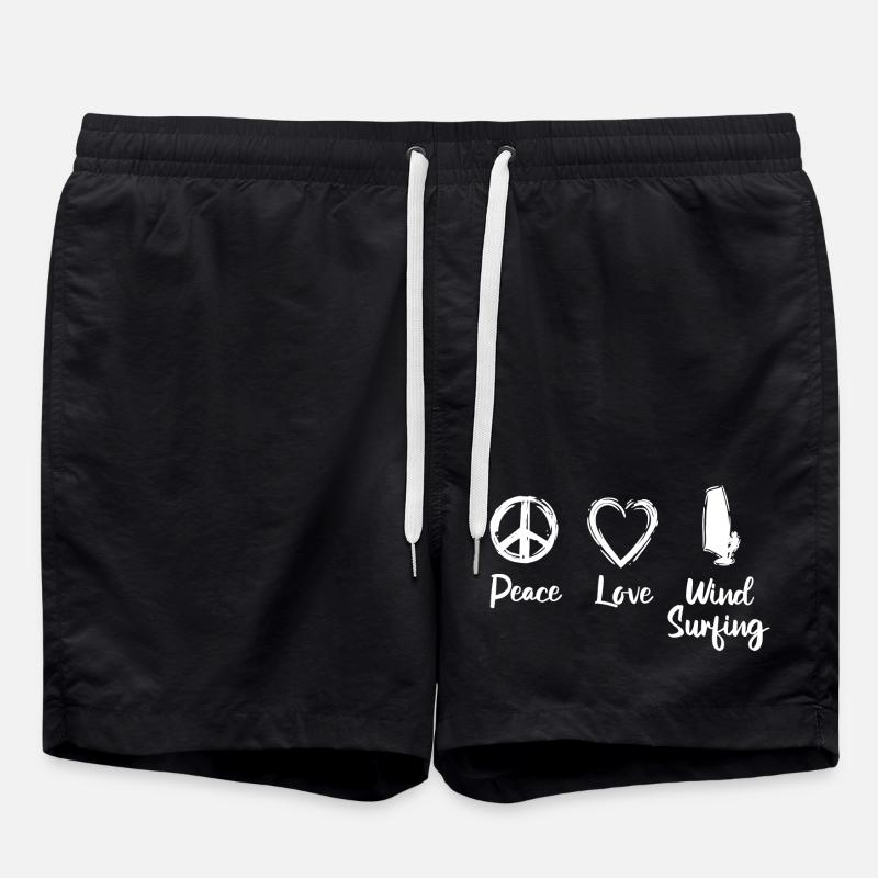 Peace Love Wind Surfing - Swim Trunks - black